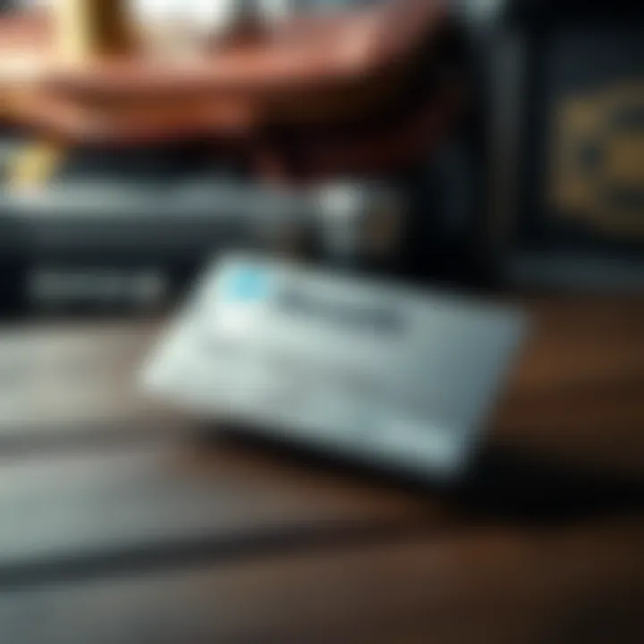A Revolut Metal card lying on a wooden table with a travel suitcase in the background