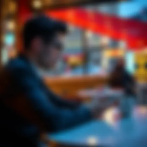 A person in Hungary managing payments through the Revolut Pro app on their smartphone while sitting at a café