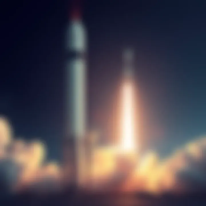 An illustration showing a digital representation of Revolut's logo with SpaceX rockets in the background, symbolizing the anticipation of new investment opportunities in Europe.