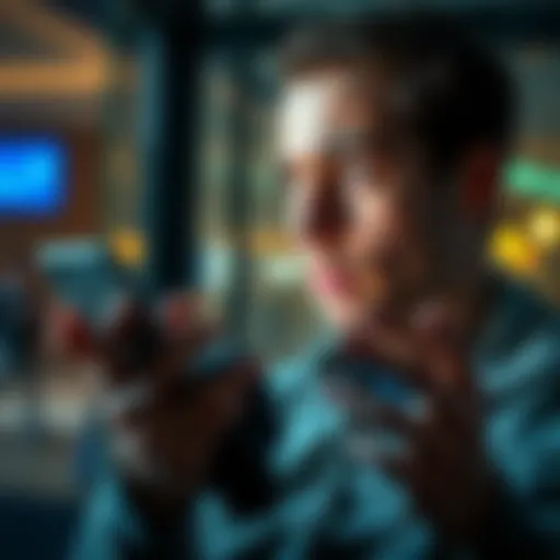 A person looking at their phone with a concerned expression while reviewing their banking transactions on a digital app, highlighting discrepancies in account history.