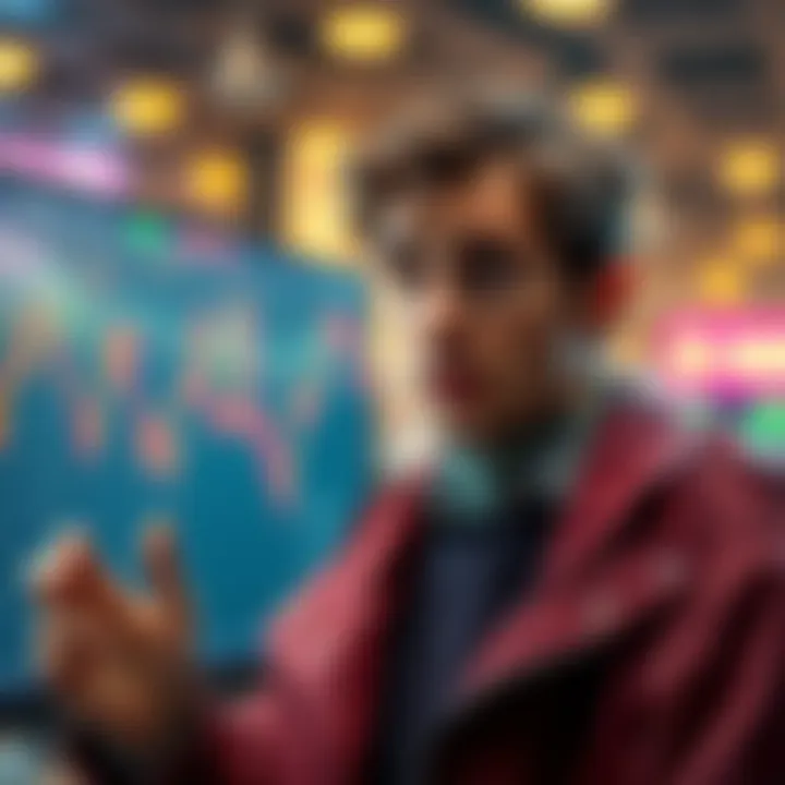 Richard looking concerned with a graph showing Ethereum prices dropping, representing his costly investment decision