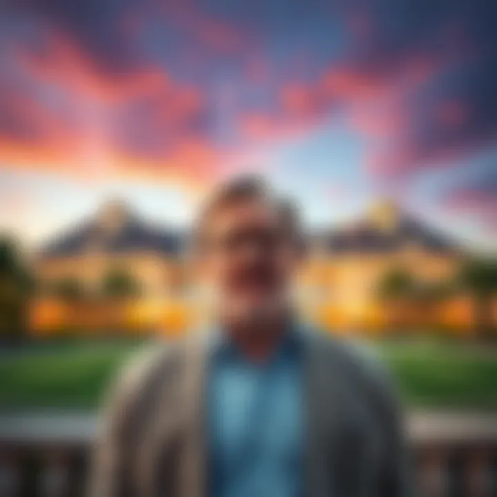 Rick Rieder preparing for his Fed Chair interview at Mar-a-Lago, with a backdrop of the venue's iconic architecture.