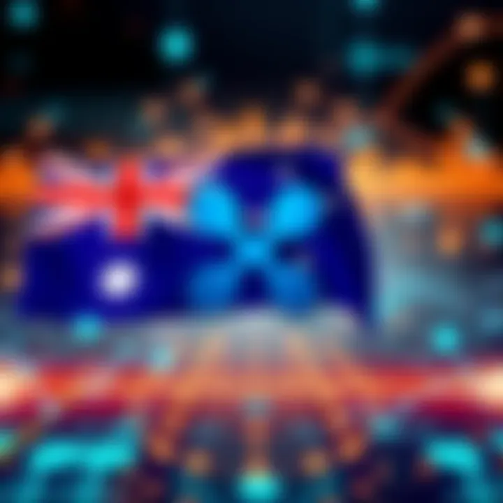 Ripple's logo with Australian flag and a digital payment concept background