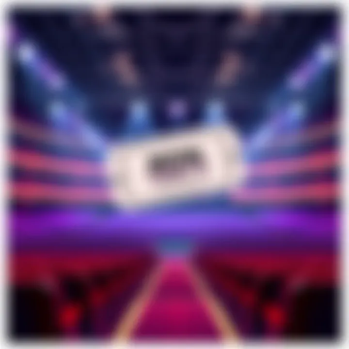 Illustration representing leftover rival tickets with a backdrop of an empty event space