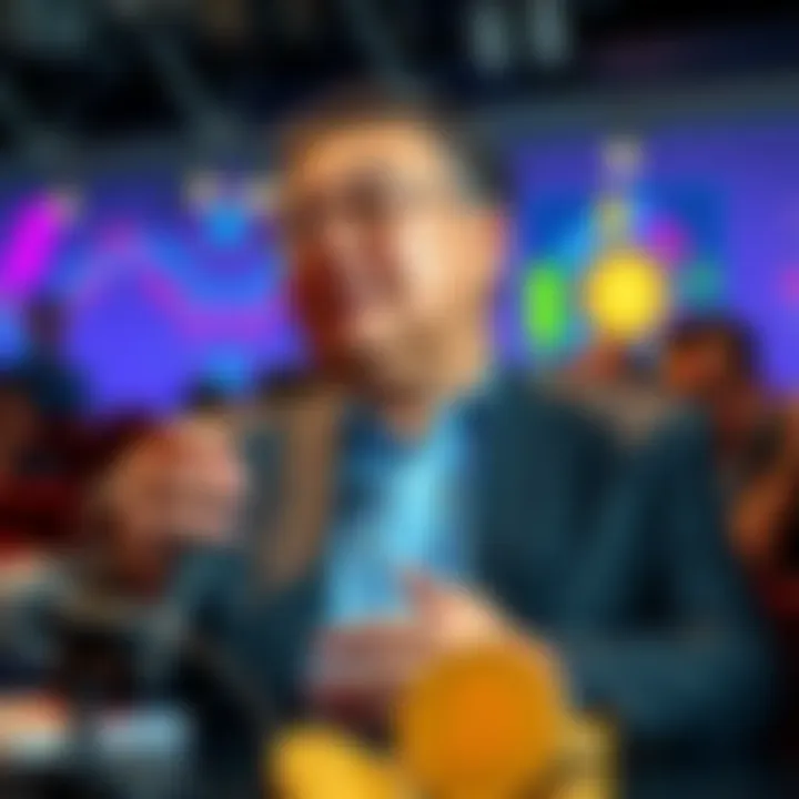 Robert Kiyosaki discussing his investment in Buttcoin at a press event