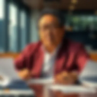 Robert Kiyosaki looks serious while discussing his $1.2 billion debt, seated at a table with financial documents