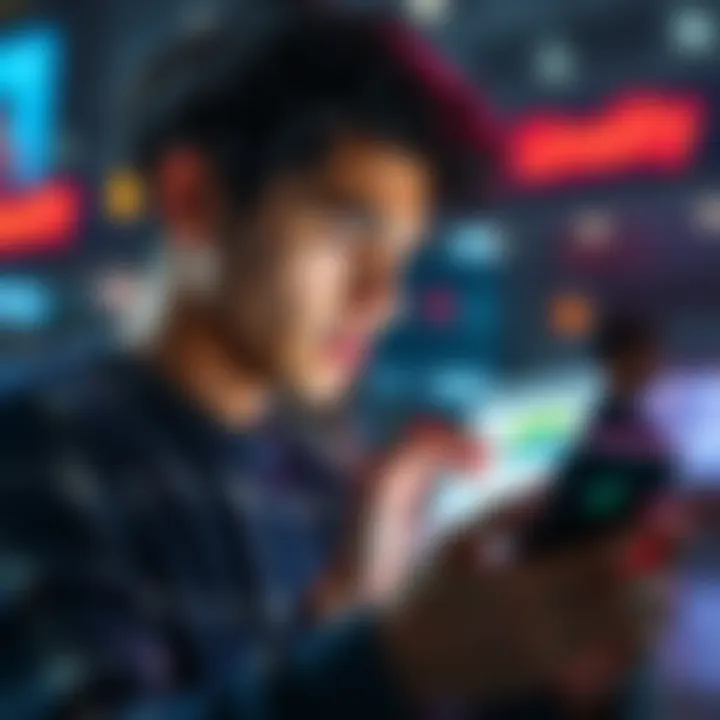 A person reviewing emails about Robinhood account changes on a smartphone, looking concerned about investment impacts.