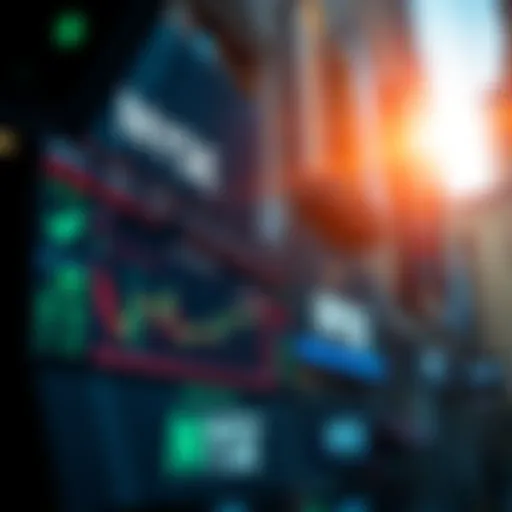 A visual representation of Robinhood's 24/7 tokenization approach, showing digital assets trading on a screen alongside traditional stock market elements of the NYSE.
