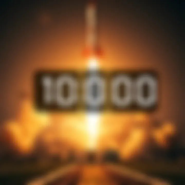 A countdown timer displayed with a rocket in the background ready for launch.