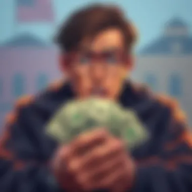 A person counting cash with a worried expression, symbolizing the consequences of a rug pull on investors.