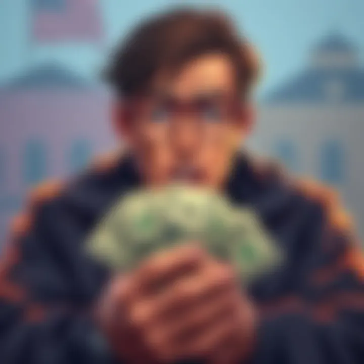 A person counting cash with a worried expression, symbolizing the consequences of a rug pull on investors.