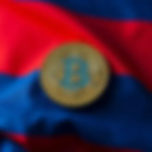 Russia Bitcoin Legalization A Russian flag with Bitcoin symbol, representing the legalization of cryptocurrency in Russia