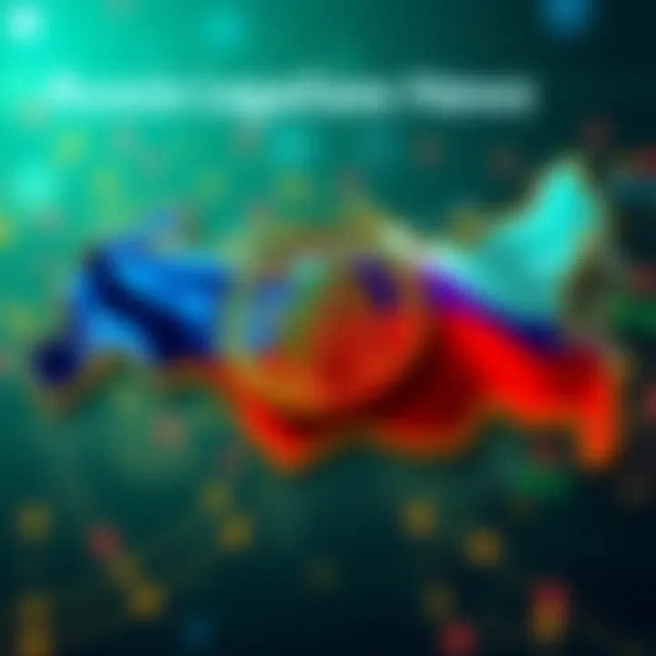 A digital currency symbol overlaid on a map of Russia, representing the country's new cryptocurrency payment policy for trade.