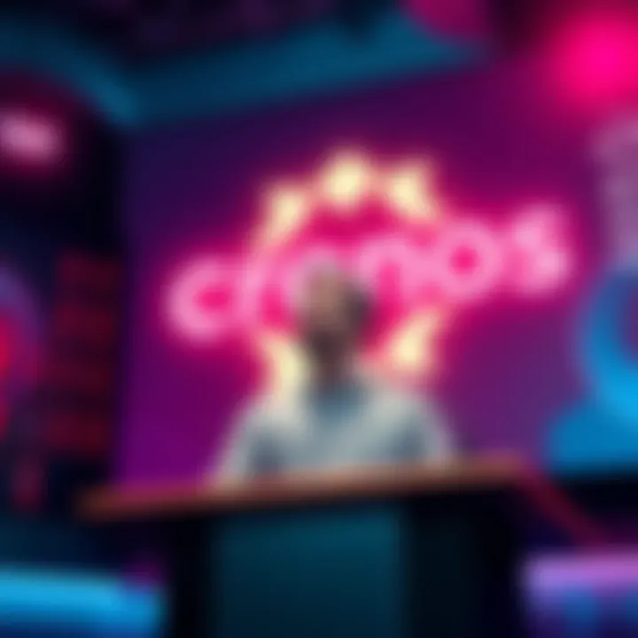 Ryan Wyatt speaking at a podium with the Cronos logo in the background, showcasing leadership and innovation in crypto