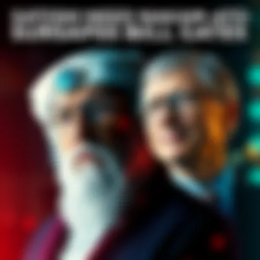 A visual representation of Satoshi Nakamoto, symbolizing wealth and cryptocurrency, next to an image of Bill Gates, illustrating the wealth ranking change.