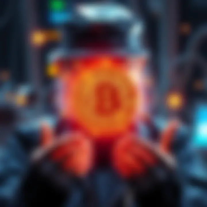 A visual representation of Satoshi Nakamoto showcasing a quantum computer connected to Bitcoin, symbolizing control without moving currency.