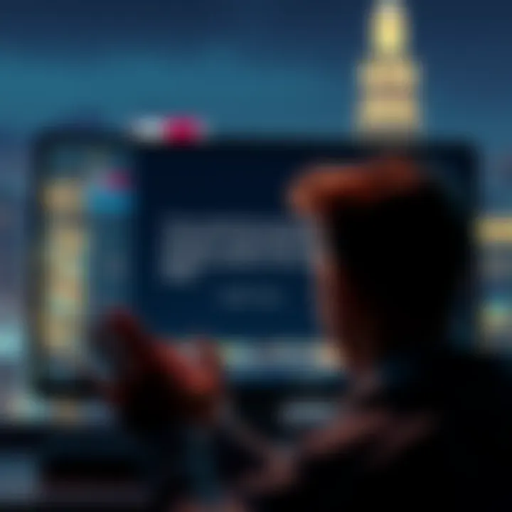 A person looking surprised while reading a computer screen showing a quote attributed to Satoshi Nakamoto from 2008. The background shows a digital cityscape.