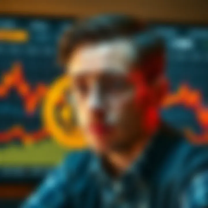 Saylor's Bitcoin Struggles Saylor looking concerned as Bitcoin price drops on a screen behind him.