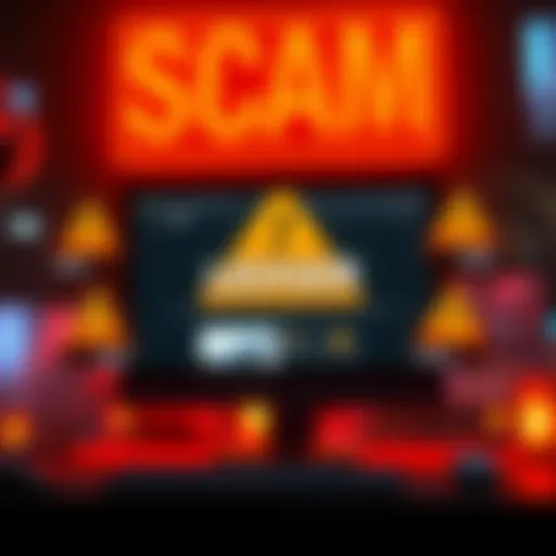 Scam Ledger Clone Warning A computer screen displaying a fake Ledger website with warning signs around it