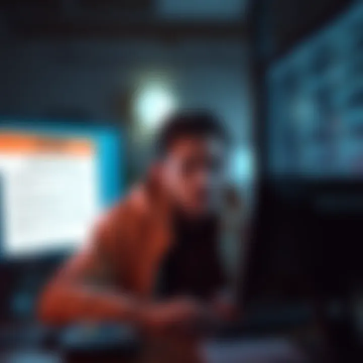 A person looking concerned while reading a warning about fraud on a computer screen