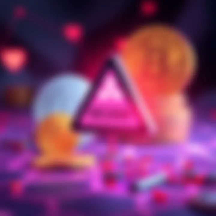 Graphic showing warning sign alongside Bitcoin and XRP symbols, depicting a scam alert about CoinCasinoPro