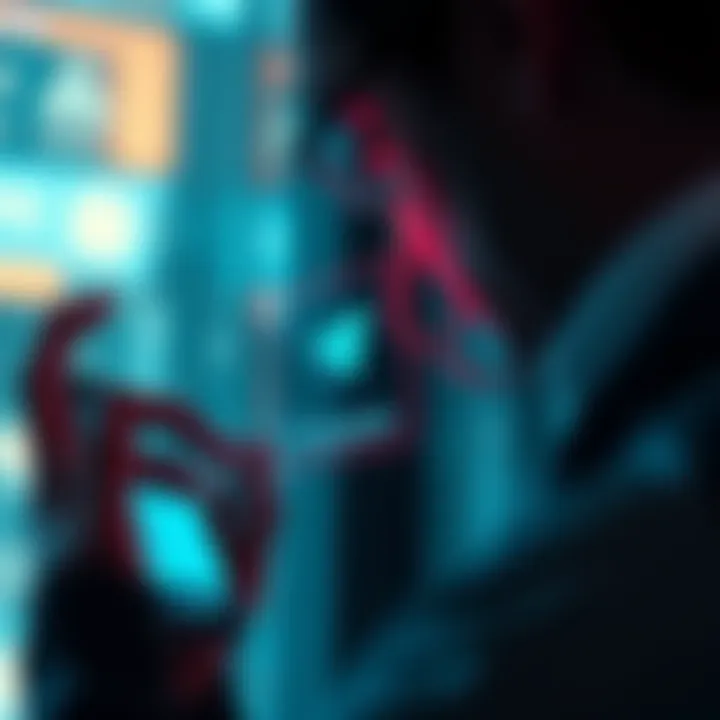 A person looking at a phone with a warning sign displaying potential scam alerts related to Telegram.