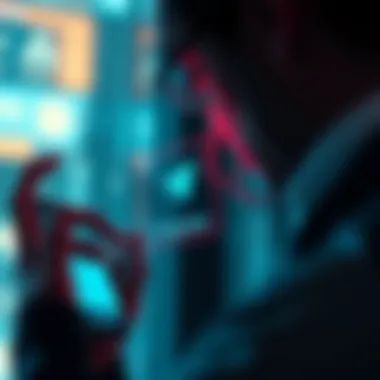 Scam Alert on Telegram A person looking at a phone with a warning sign displaying potential scam alerts related to Telegram.