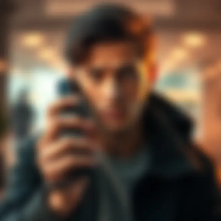 A person holding a phone with a concerned look, symbolizing warning against scam calls.