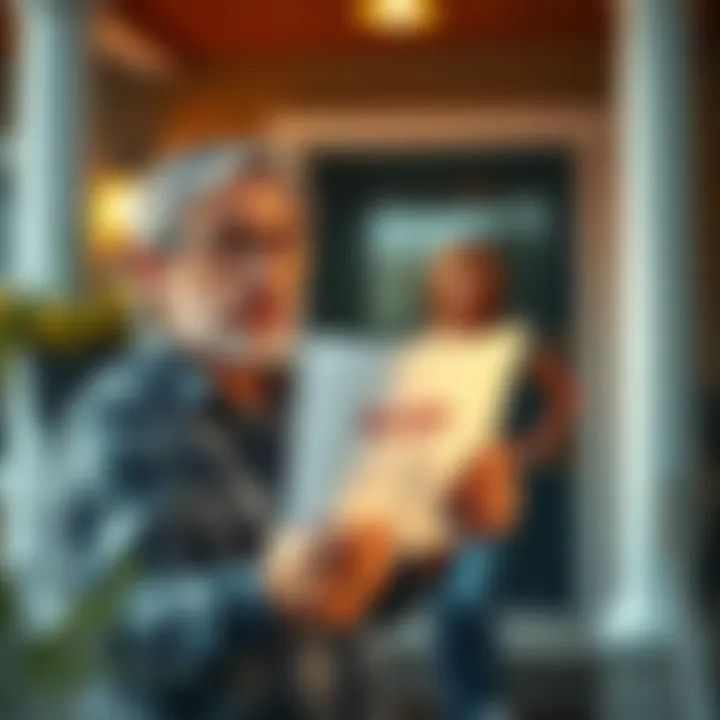 Scam Letter Warning A concerned resident holding a scam letter on their porch while looking cautious