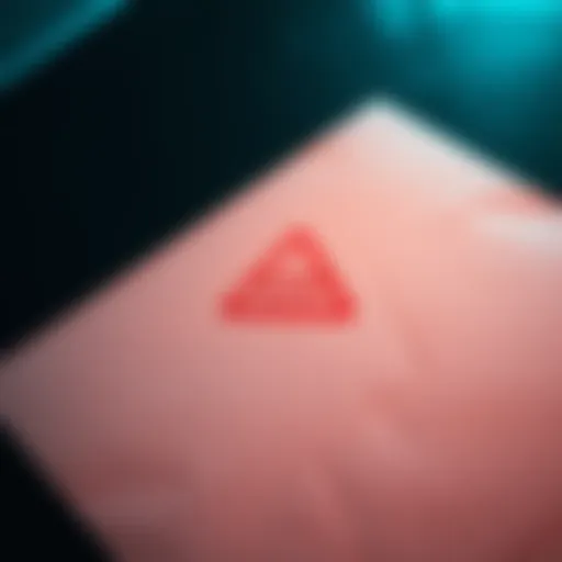 A close-up of a suspicious letter with a warning sign, indicating it may be a scam