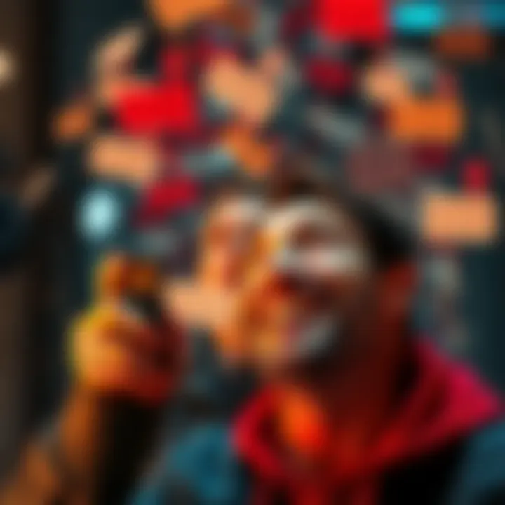 A phone screen showing a flood of scam messages, illustrating the clever method to deter scammers, with a user smirking in the foreground.