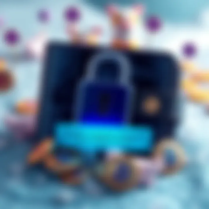 A visual representation of a wallet with Pi coins, showing a digital padlock indicating it's frozen, alongside a notification banner about stolen coins.