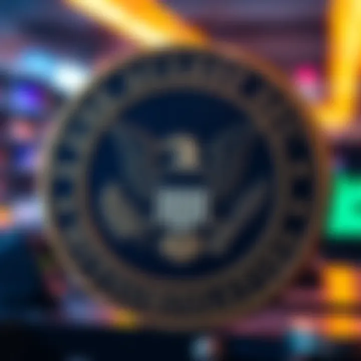 The SEC logo with a list of crypto assets labeled as commodities in the background