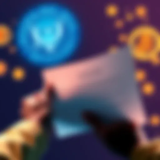 SEC Crypto Regulations Announcement A person reading a document with SEC logo and cryptocurrency symbols in the background