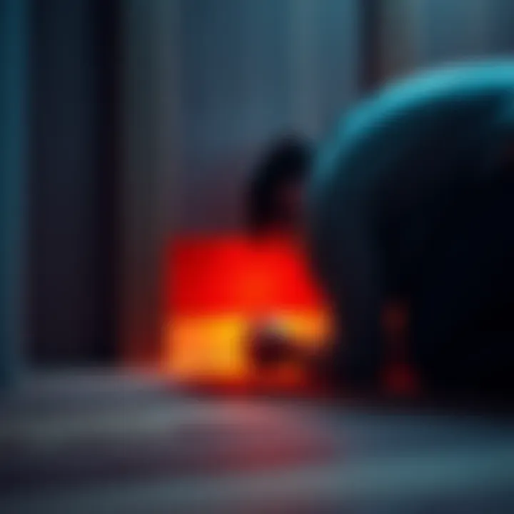 Secure Trezor Storage A person hiding a Trezor device under a floorboard in a living room, protecting it from theft.