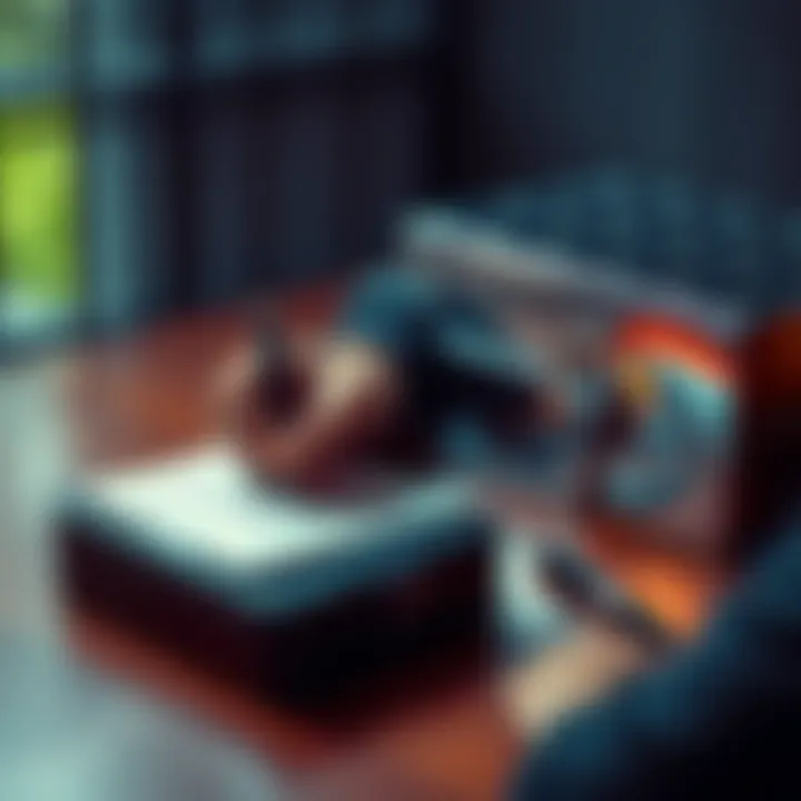 A person writing a seed phrase on paper next to a locked box and a pen, showing methods of securing sensitive information.