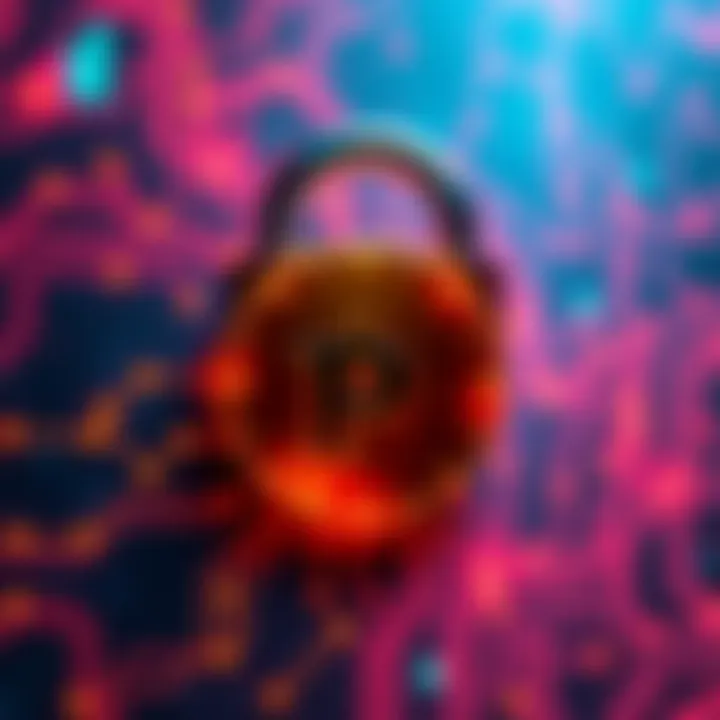 A digital padlock symbol representing security for Pi Wallet transactions, emphasizing the need for two-factor authentication and protection against scams