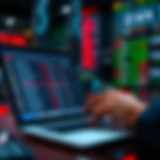 A person reviewing a list of crypto exchanges on a laptop, focusing on security and efficiency factors.