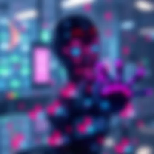 A graphic showing a digital figure interacting with AI technology, symbolizing self-sovereignty and control in digital spaces.