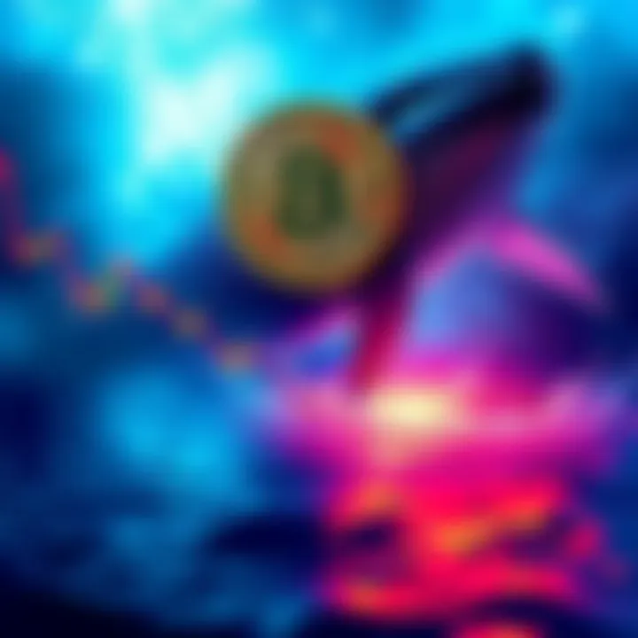 Visual representation of whales shorting Bitcoin with downward trends and sell pressure indicators.