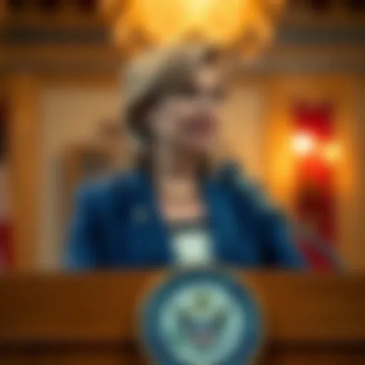 Sen. Cynthia Lummis speaking at a podium about her proposed bill for cryptocurrency in mortgages