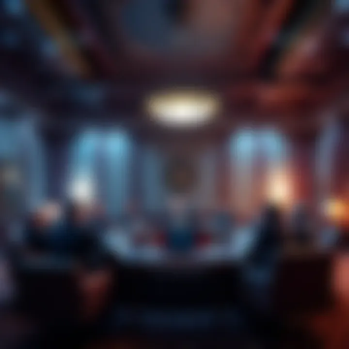 Group of senators in a meeting room discussing the Crypto Clarity Act focused on stablecoins and financial regulations