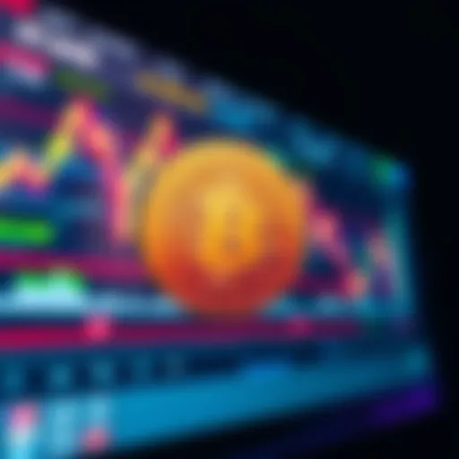 A close-up of SHIB cryptocurrency displayed on a computer screen with colorful graphics and charts, indicating its growth and community support