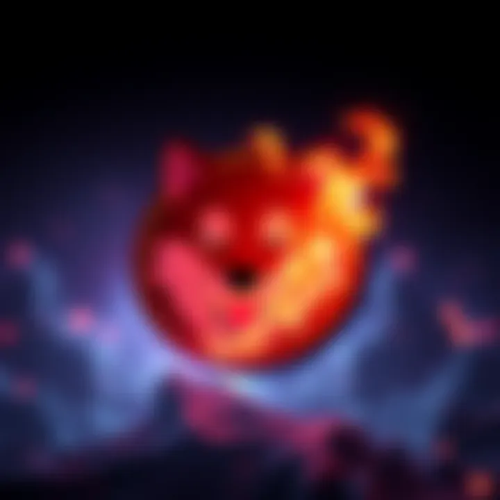 Shiba Inu Coin Symbol Graphic of Shiba Inu coin symbol with flames representing burn rate increase