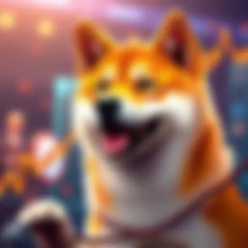 A Shiba Inu dog with a rising graph depicting price increase, symbolizing a potential value surge in Shiba Inu coin.