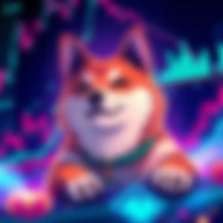 Shiba Inu coin illustration with charts and graphs Artistic representation of Shiba Inu cryptocurrency trends
