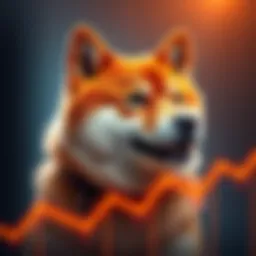 A Shiba Inu dog with a graph showing a rising trend, symbolizing an increase in value
