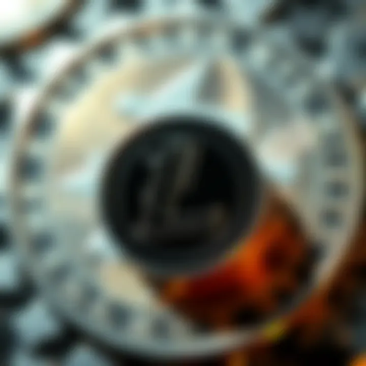 Shibacoin symbol in front of a Litecoin graphic, representing merge-mining and fast transactions