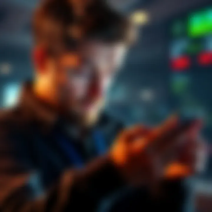 A person looking at a Bitcoin chart on a smartphone with worried expressions about IRS audits