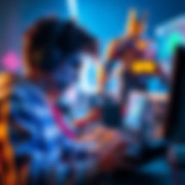 A small gamer focused on their screen while larger competitors loom in the background